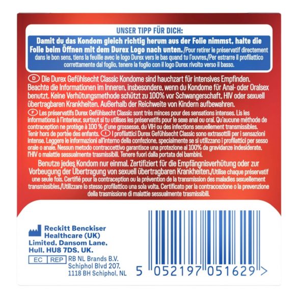 Durex Feel Thin - Naturlig Følelse Kondomer (3 stk)