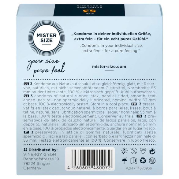 Mister Size tynne kondomer - 53mm (3 stk)