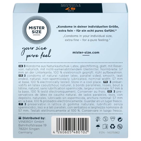 Mister Size Tynne Kondomer - 57mm (3 stk)