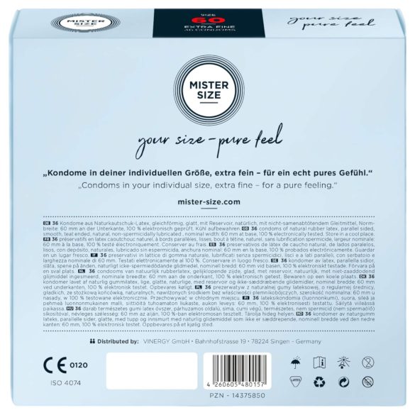 Mister Size tynne kondomer - 60mm (36 stk)