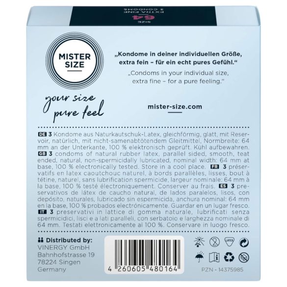 Mister Size tynne kondomer - 64mm (3 stk)