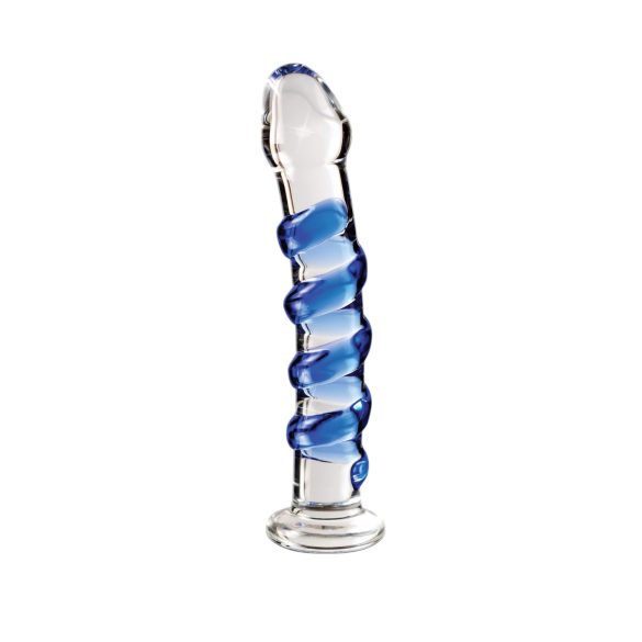 Icicles No. 5 - spiralformet glassdildo (gjennomsiktig blå)