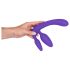 Tredobb, festbar dildo uten seler (lilla)