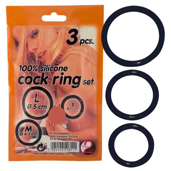 You2Toys - Silikon penisringtrio - svart