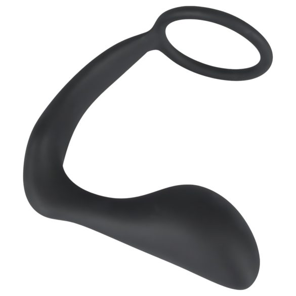 Svart Fløyel - analplugg med penisring (svart)