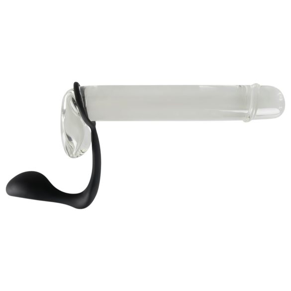 Svart Fløyel - analplugg med penisring (svart)