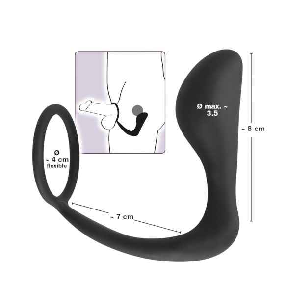 Svart Fløyel - analplugg med penisring (svart)