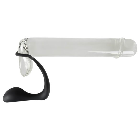 Svart Fløyel - analplugg med penisring (svart)