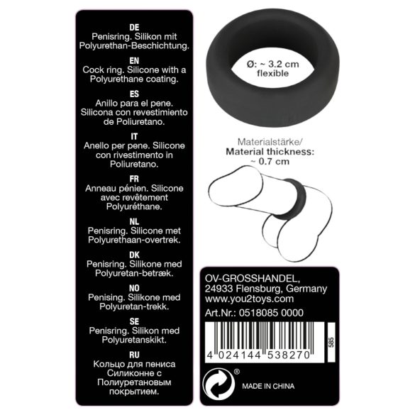 Black Velvet - tykk vegger penisring (3,2cm) - svart