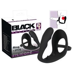 Svart Fløyel - penis- & ballering analdildo (sort) Svart Fløyel - penis- & ballering analdildo (sort)