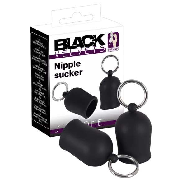 Black Velvets - brystvortepumpe med metallring (svart)