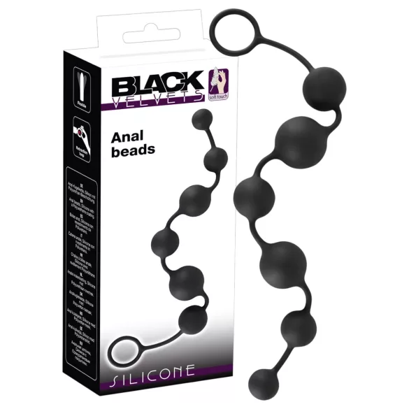 Black Velvets - 6-perlers analdildo (svart)