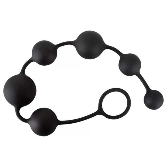 Black Velvets - 6-perlers analdildo (svart)