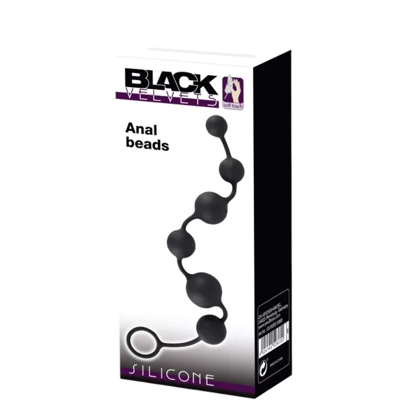 Black Velvets - 6-perlers analdildo (svart)