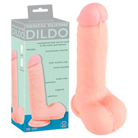 Medisinsk - rett medisinsk silikon dildo (20 cm) - naturfarge
