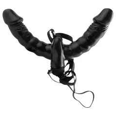 Pipedream - Dobbel strap-on‑vibrator (svart) - Fetish