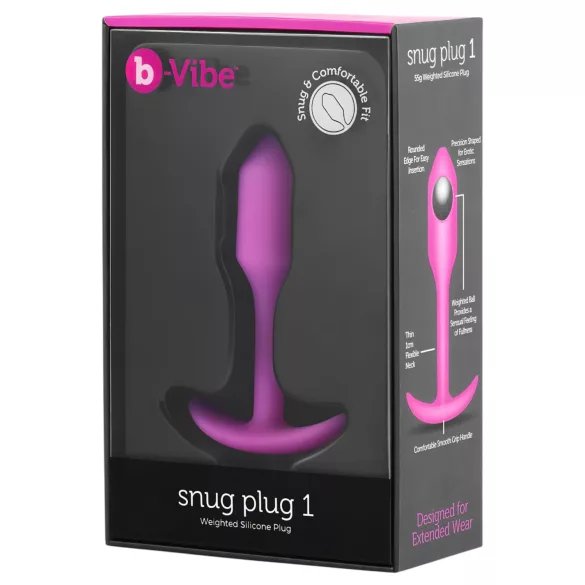 b-Vibe Snug Plug 1 - analplugg med innvendig vekt (55 g, rosa)