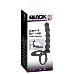 Svart Velvet - kombi herre- og penisring med analdildo (svart)   Svart Velvet - kombi herre- og penisring med analdildo (svart)