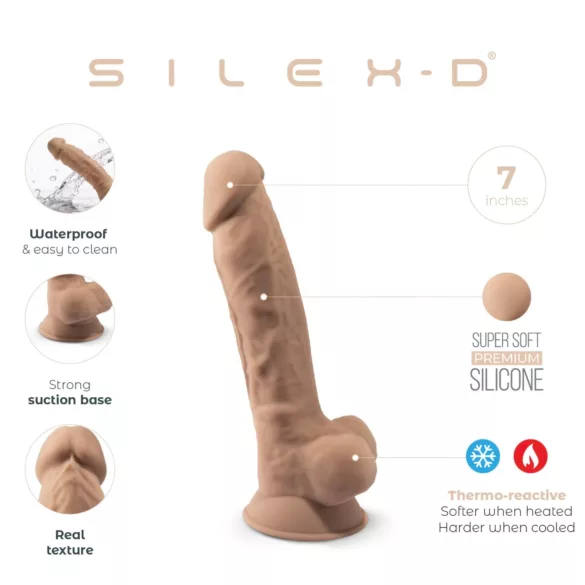 Silexd 7 - sugekopp dildo - 17,5 cm (natur)