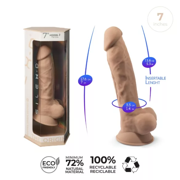 Silexd 7 - sugekopp dildo - 17,5 cm (natur)