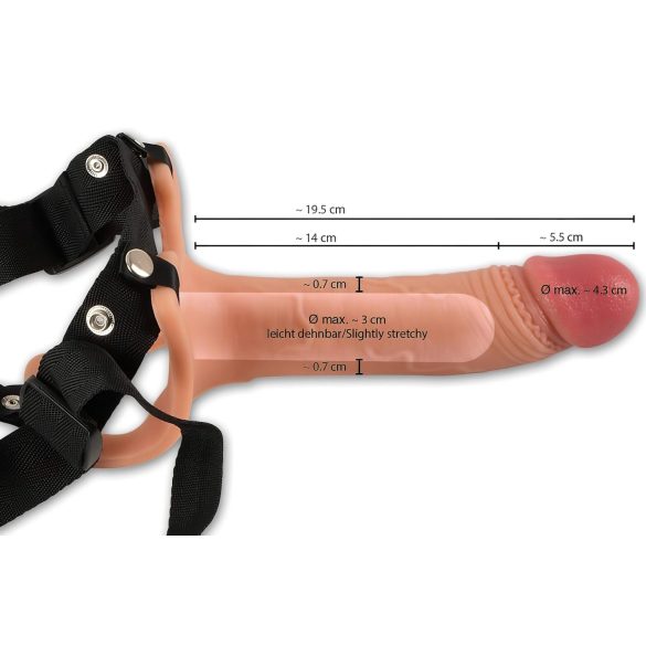 Realistixxx Strap-on - hul dildo som kan festes (naturlig)