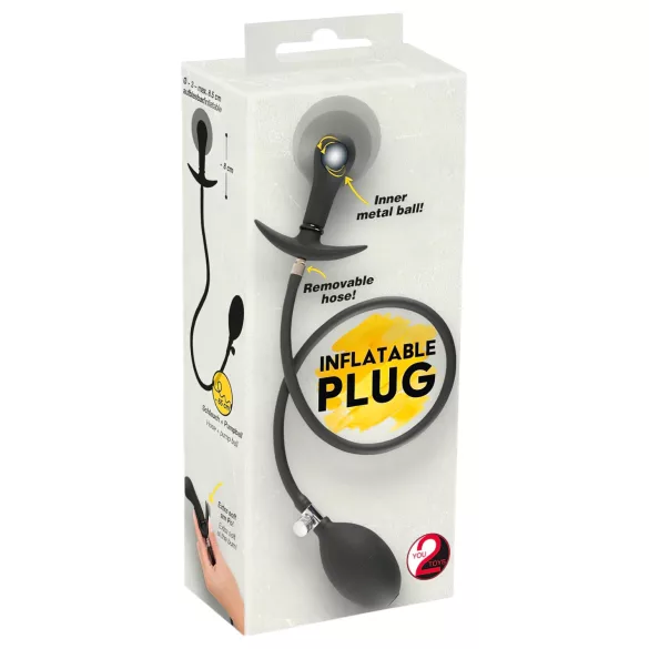 You2Toys - Kuleformet, oppblåsbar analplugg (svart)