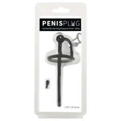 Penisplugg – silikon dilatator med glansring (0,6 mm) – svart   Penisplugg – silikon dilatator med glansring (0,6 mm) – svart