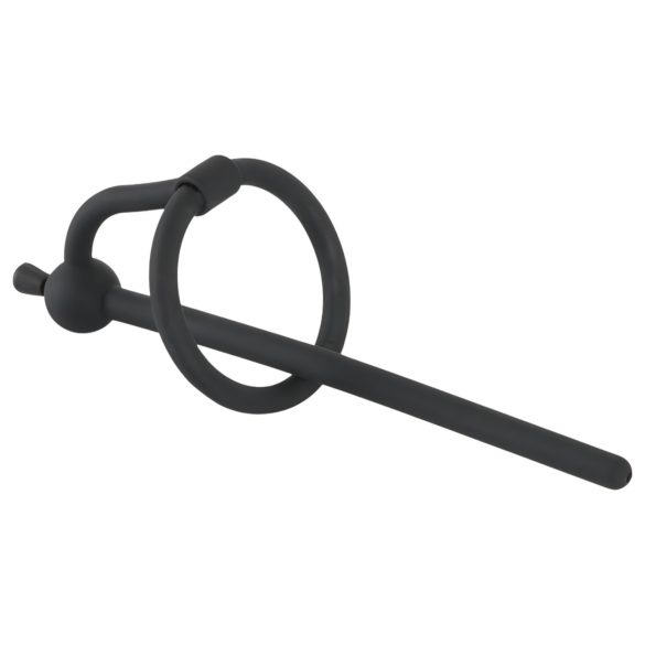 Penisplugg – silikon dilatator med glansring (0,6 mm) – svart