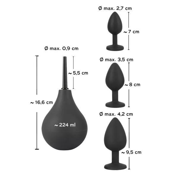 Black Velvets - analpluggssett (4 deler, svart)