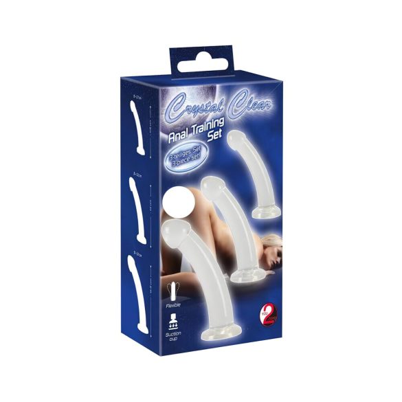 Krystallklar - penishod-analdildo sett - 3 deler (gjennomsiktig)