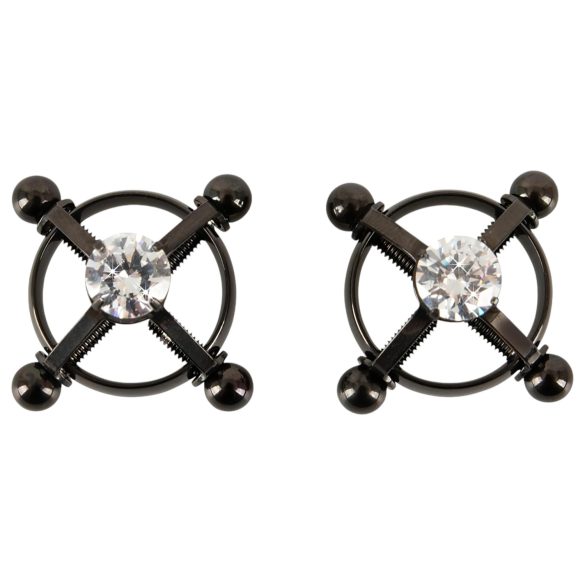 Bad Kitty - Skinnende brystvortesmykke i sort