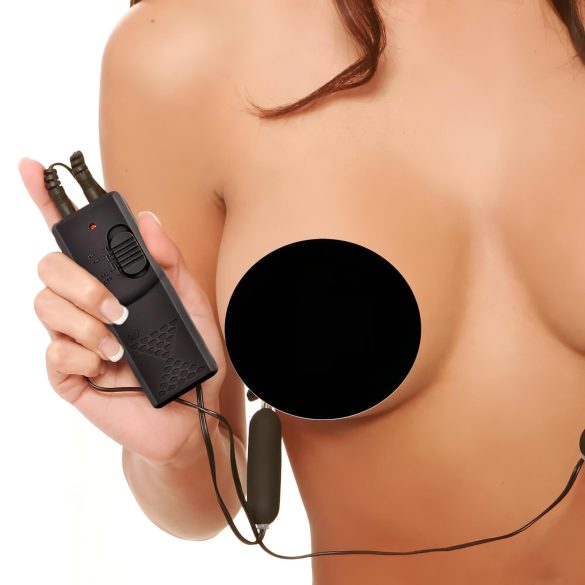 Fetish - vibrerende brystvorteklemmer (svart)