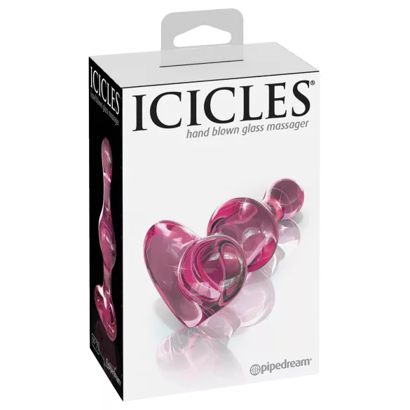 Icicles No. 75 - hjerteformet glass analplugg (rosa)