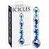 Icicles No. 08 - bølget, tosidig, glass dildo (klar-blå)