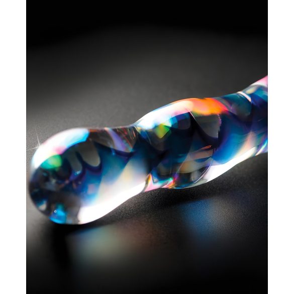 Icicles No. 08 - Bølget, tosidig glassdildo (klar-blå)