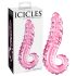 Icicles No. 24 - riflet glassdildo med tunge (rosa)