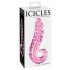 Icicles No. 24 - riflet glassdildo med tunge (rosa)