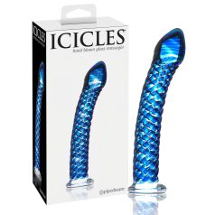Icicles No. 29 - spiralformet, blå glassdildo