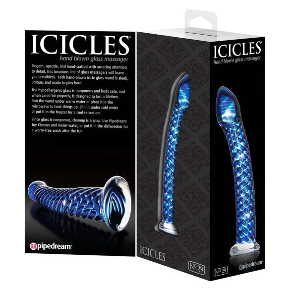 Icicles No. 29 - spiralformet, blå glassdildo