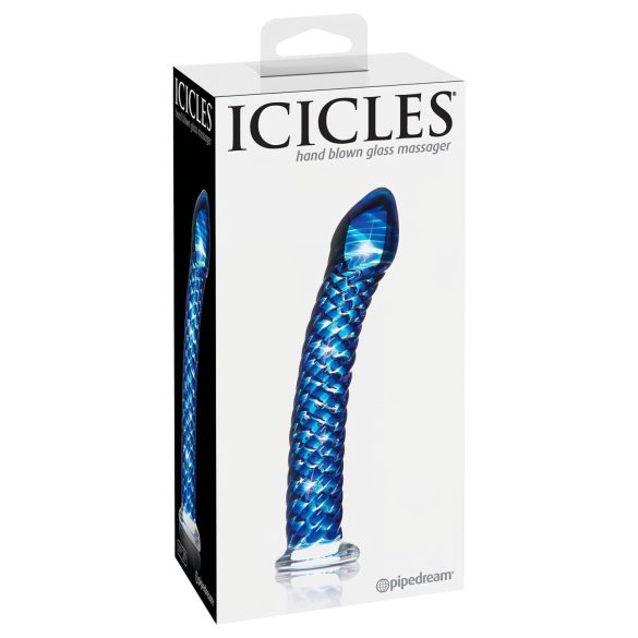 Icicles No. 29 - spiralformet, blå glassdildo