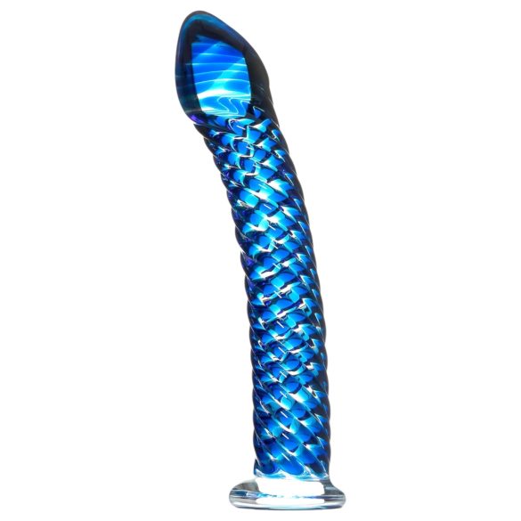 Icicles No. 29 - spiralformet, blå glassdildo