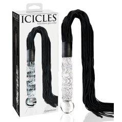   Icicles No. 38 - Lærpisk og glassdildo (gjennomsiktig-svart)