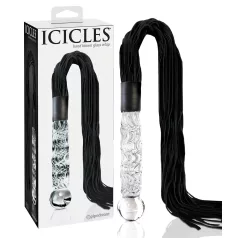 Icicles No. 38 - lærpisk og glassdildo (klar-svart)