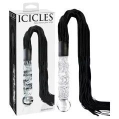 Icicles No. 38 - lærpisk og glassdildo (klar-svart)