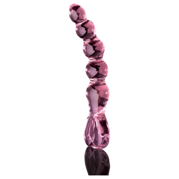 Icicles No. 43 - perlebesatt, hjerteformet glassdildo (rosa)