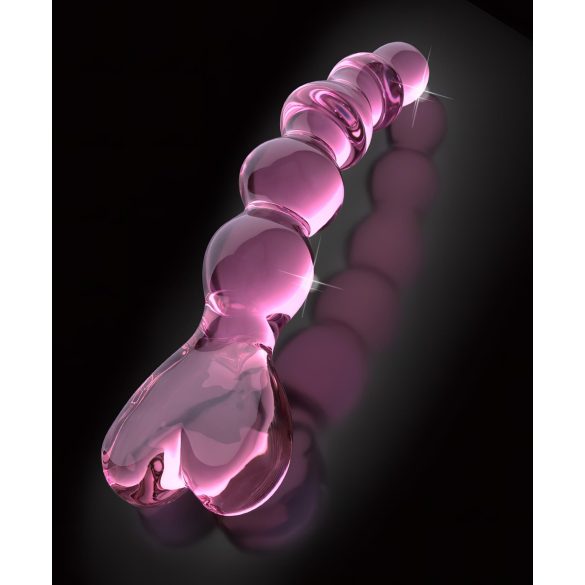 Icicles No. 43 - perlebesatt, hjerteformet glassdildo (rosa)