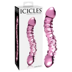 Icicles No. 55 - dobbeltendende G-punkt glassdildo (rosa)