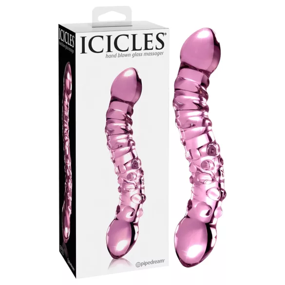 Icicles No. 55 - dobbeltendende G-punkt glassdildo (rosa)