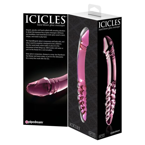 Icicles No. 57 - Dobbelended Glasdildo med Penisform (Rosa)