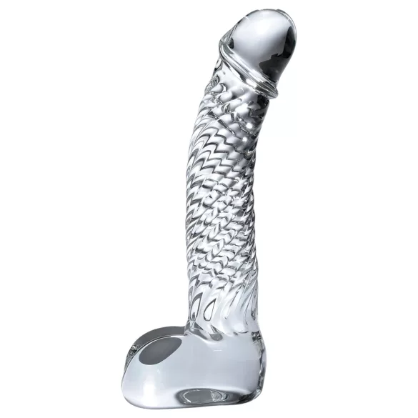 Icicles nr. 61 - glassdildo med pung og penis (gjennomsiktig)